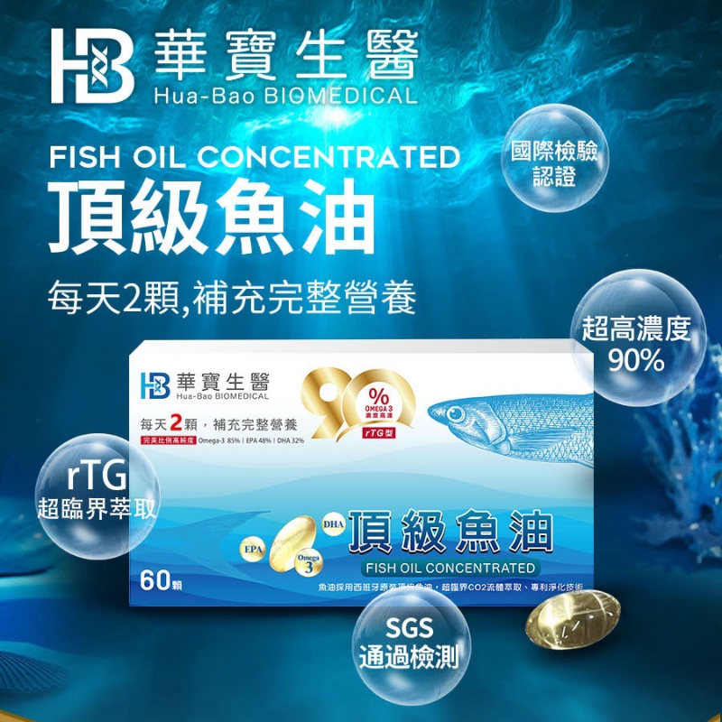 HB華寶生醫-🇪🇸西班牙原裝90%高濃度頂級魚油（500mg60顆/盒）買一送一