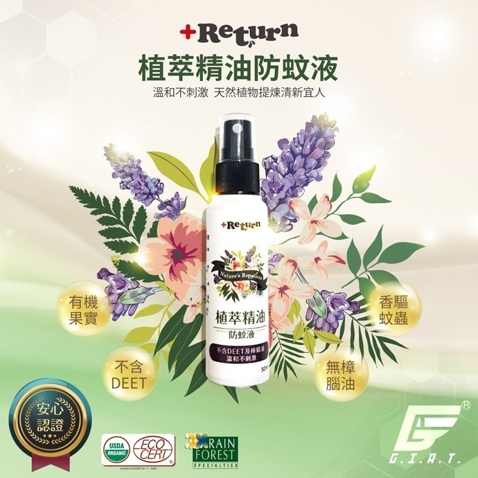 【Return ⁺◟✧. 植萃精油🦟防蚊液50ml-2瓶組】