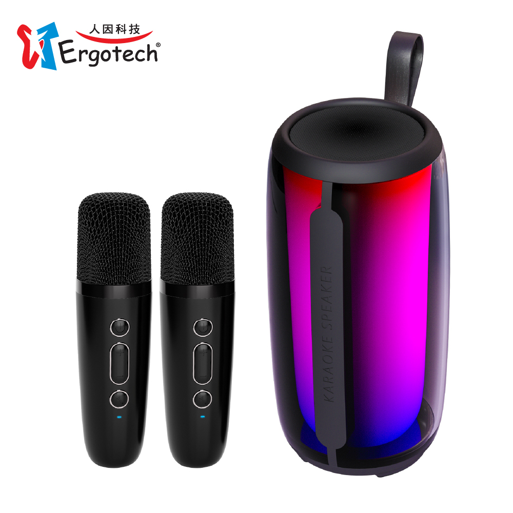 人因科技 KS30 360度炫彩聲光對唱藍牙音響-66mm喇叭單體+2.5吋 超重低音震膜