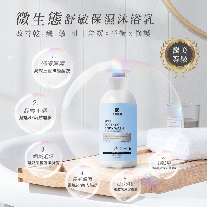HB華寶生醫-微生態舒敏保濕沐浴乳（半皂化）